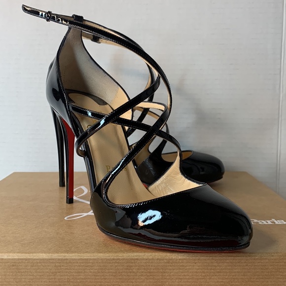 NEW IN BOX Christian Louboutin Soustelissimo 100 Patent Black Sz 36.5 - Picture 4 of 9